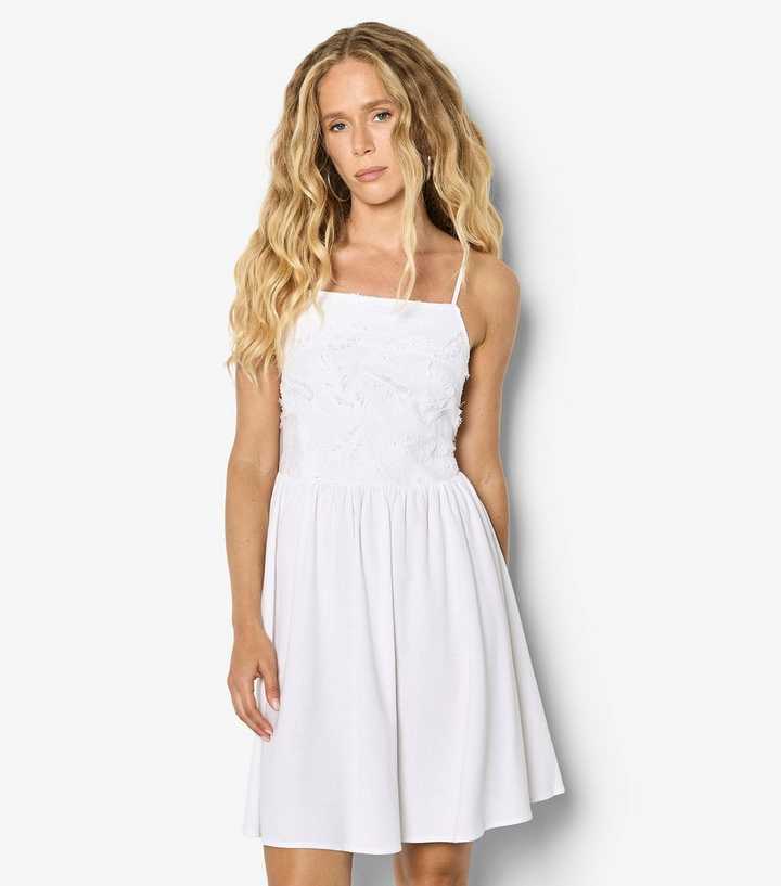 Apricot White Cami Feather Dress