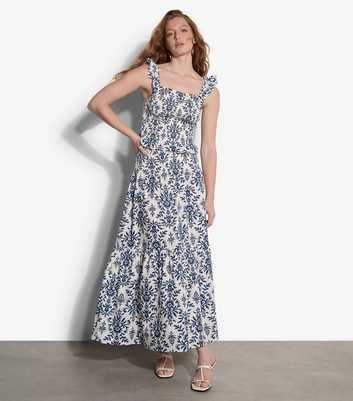Apricot White Ikat Tiered Maxi Skirt