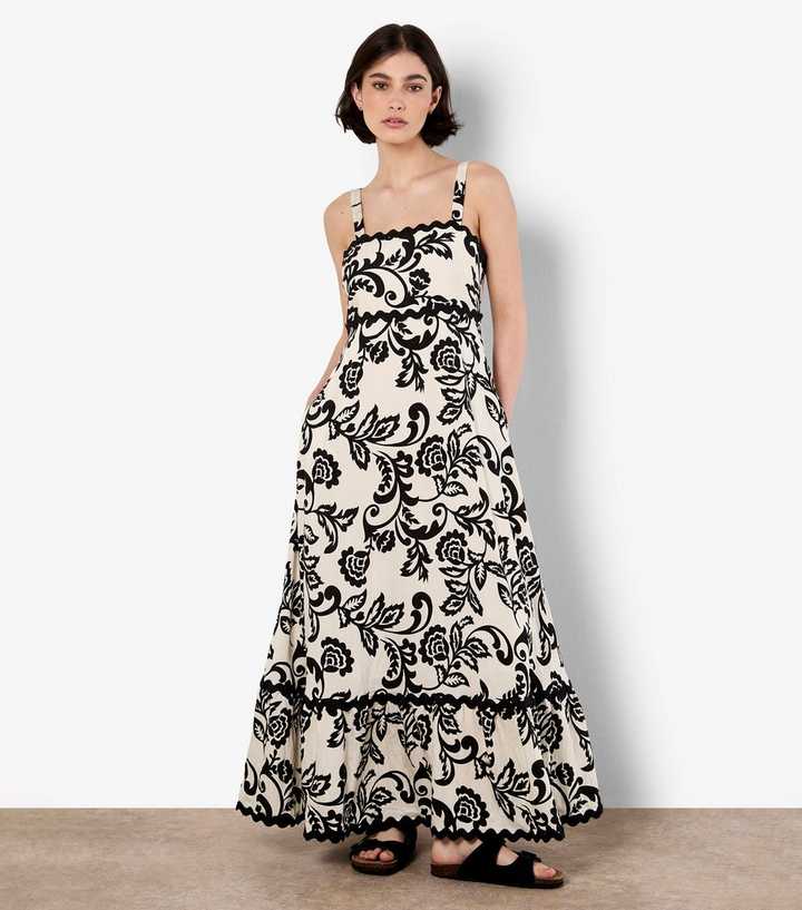 Apricot Cream Floral Square Neck Maxi Dress