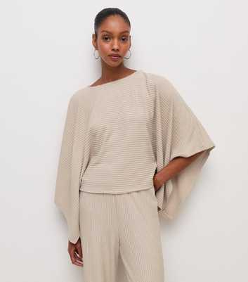 Cream Soft Touch Ribbed Cape Top