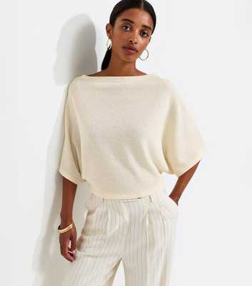 Off White Slash Neck Textured Cape