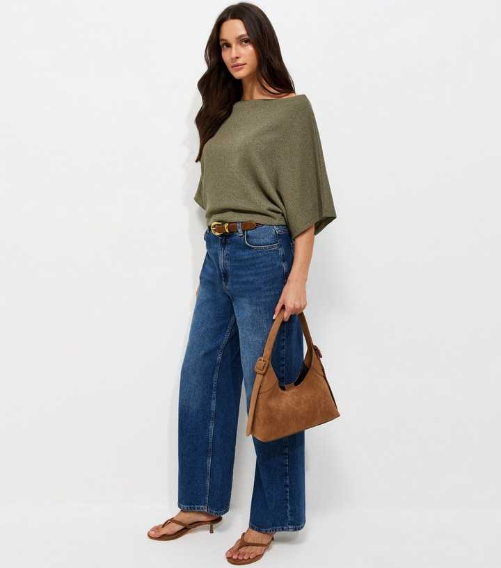 Light Khaki Slash Neck Textured Cape