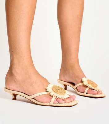 Public Desire Stone Ellery 3-D Floral Kitten Heel Mules