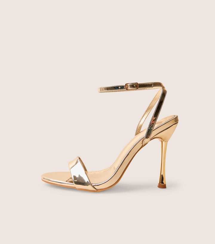 Public Desire Gold Soho Bare There Stiletto Sandals