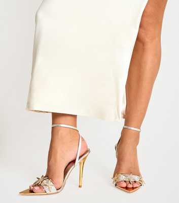 Public Desire Silver Starfish Pointed Toe Stiletto Sandals