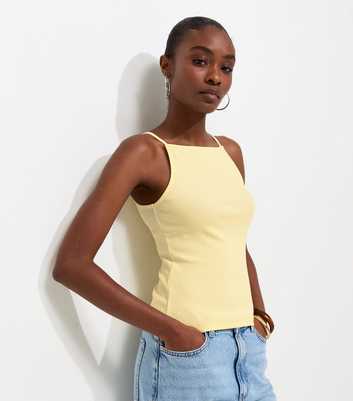 Light Yellow Cotton Rich Ribbed Jersey Vest Top