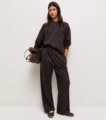 Premium Brown Leopard Print Wide Leg Joggers