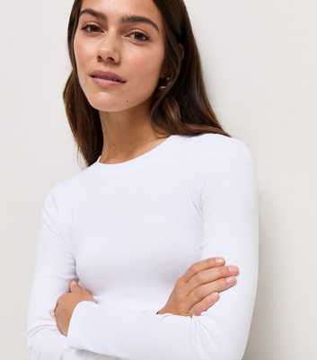 Petite White Long Sleeve Baby Tee T-Shirt