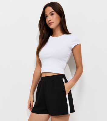 Premium Black Jersey Side Stripe Shorts