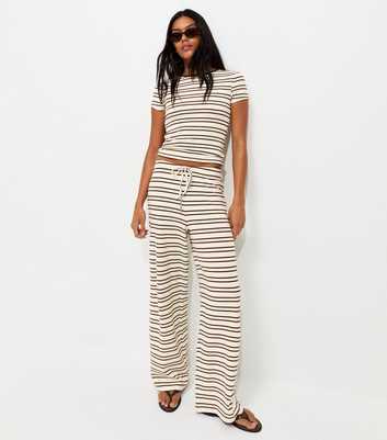 Yellow Cotton Rich Striped Wide Leg Trousers