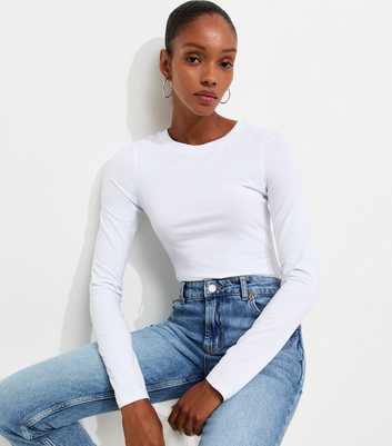 White Long Sleeve Crew Neck Body