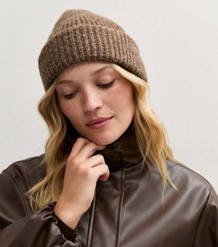 Mink Twist Yarn Ribbed Knit Beanie