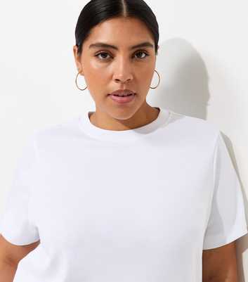 Premium Curves White Cotton Relaxed T-Shirt