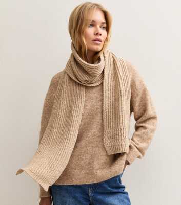 Oatmeal Ribbed Long Scarf