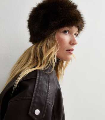 Dark Brown Oversized Faux Fur Hat
