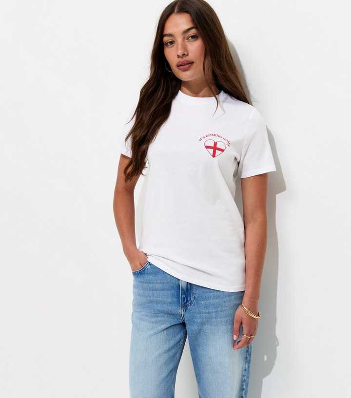 White Cotton England Heart Relaxed T-Shirt