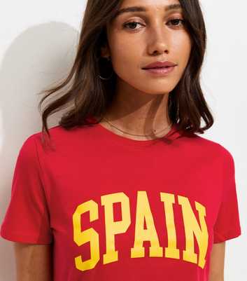 Bright Red Cotton Spain Logo T-Shirt