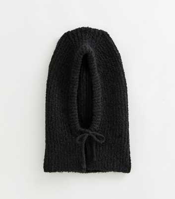 Black Ribbed Knit Balaclava Hood
