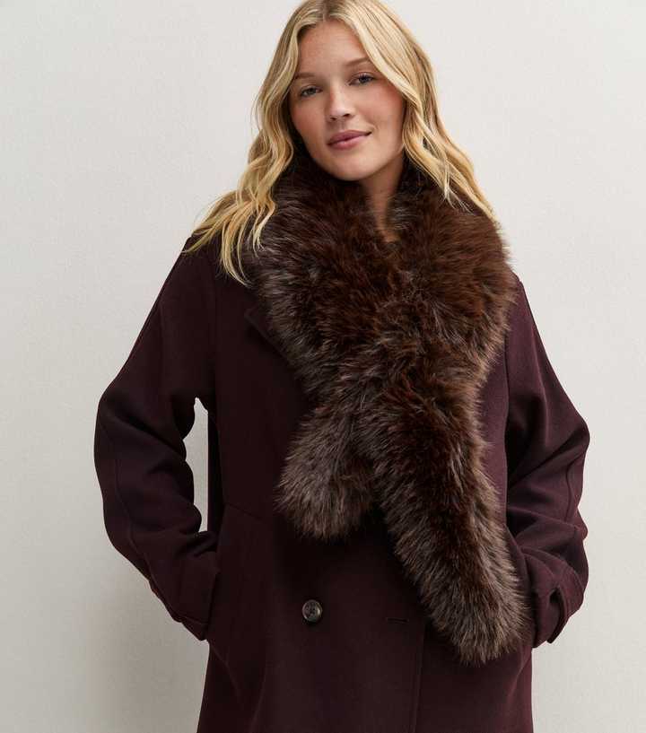 Dark Brown Faux Fur Stole Scarf