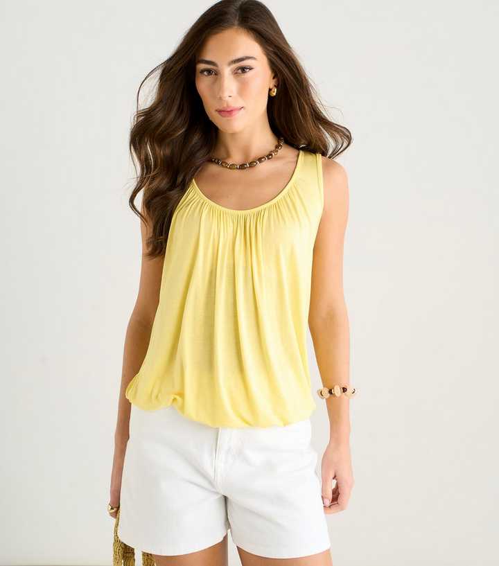 Gini London Yellow Round Neck Sleeveless Vest Top