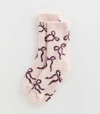 Pink Fluffy Bow Ankle Socks