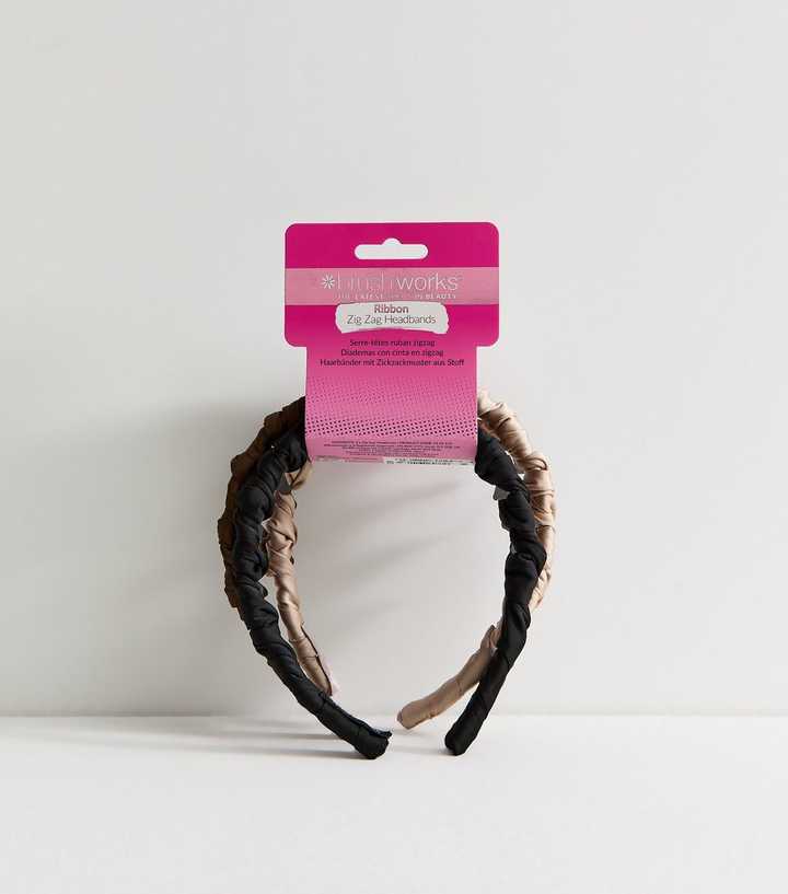 Brushworks Brown Pack Of 3 Ribbon Zig Zag Headbands