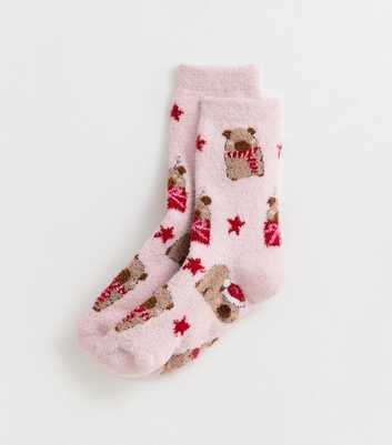 Pink Christmas Capybara Cosy Knit Socks