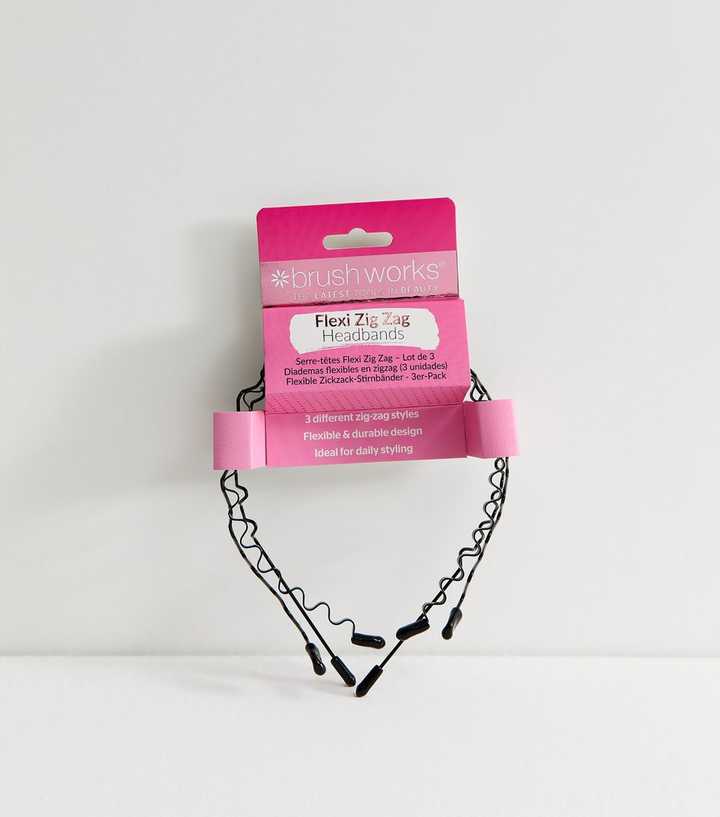 Brushworks Pack Of 3 Black Flexi Zig Zag Headbands