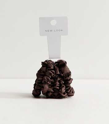 Dark Brown Pack of 6 Skinny Satin Scrunchies