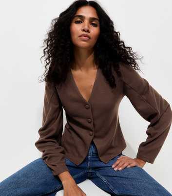 Dark Mink Soft Touch V Neck Cardigan