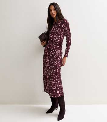 Red Abstract Spot Pattern Jersey Mesh Midi Dress