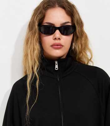 Premium Black High Neck Zip Through Jacket