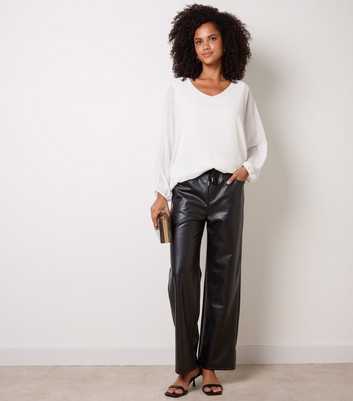 Blue Vanilla Black Faux Leather Wide Leg Trousers