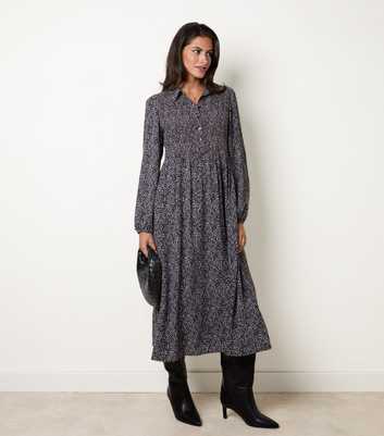 Blue Vanilla Dark Brown Shirt Midi Dress
