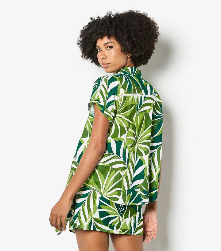 green leaf shirt dress Edwina Jersey Shirt Dress-Kale Leaf