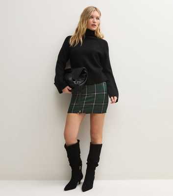 Green Checked Jacquard Mini Tube Skirt