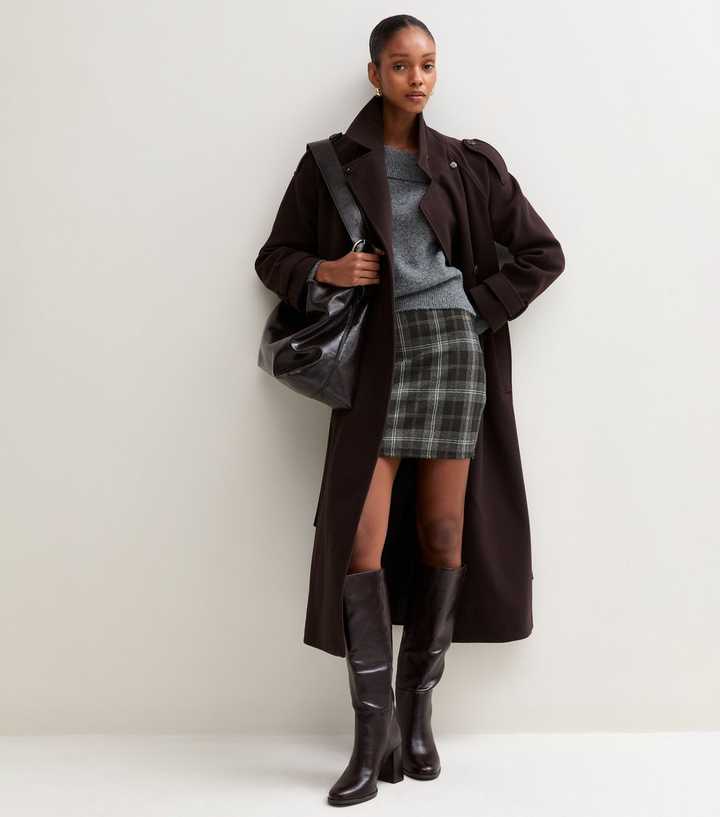 Grey Check Tube Mini Skirt