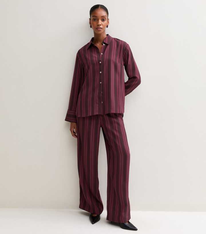 Red Striped Wide Leg Trousers
