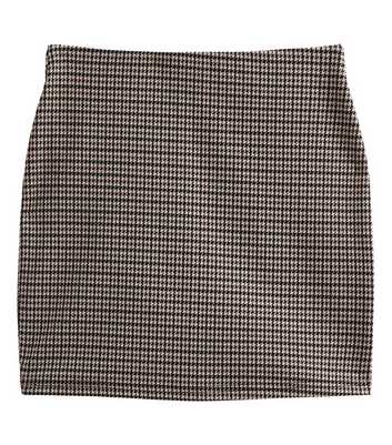 Petite Brown Check Jacquard Tube Mini Skirt