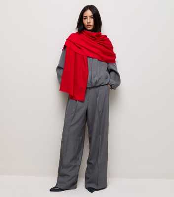 Bright Red Classic Plain Scarf