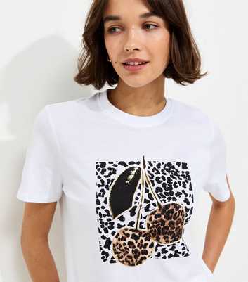 White Cotton Foil Cherry Relaxed T-Shirt