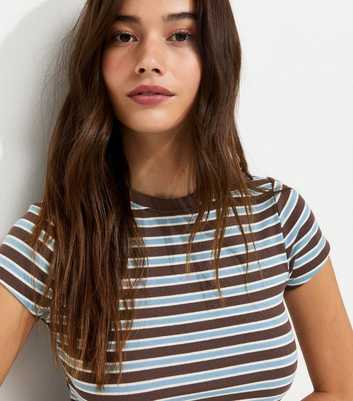 Blue Cotton-Rich Striped Baby Tee T-Shirt