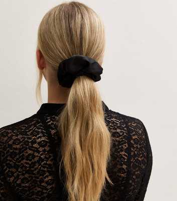 Black Oversized Satin Scrunchie