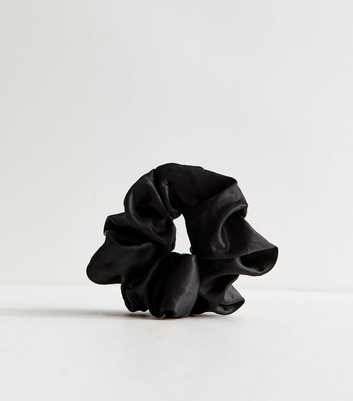Black Oversized Satin Scrunchie