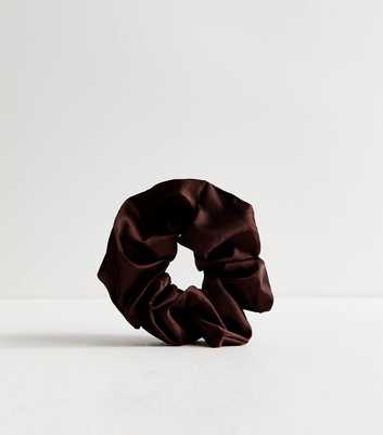 Dark Brown Oversized Satin Scrunchie