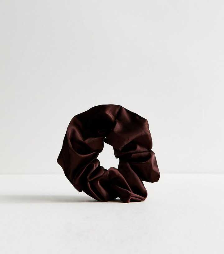 Dark Brown Oversized Satin Scrunchie