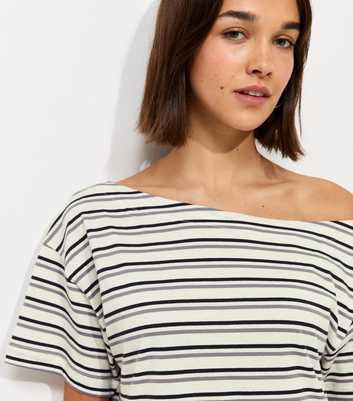 Cream Cotton Stripes Off The Shoulder Top