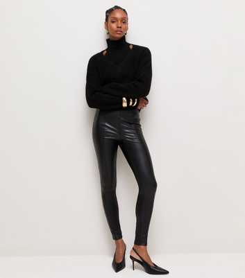 Black High Waist Faux Leather Leggings