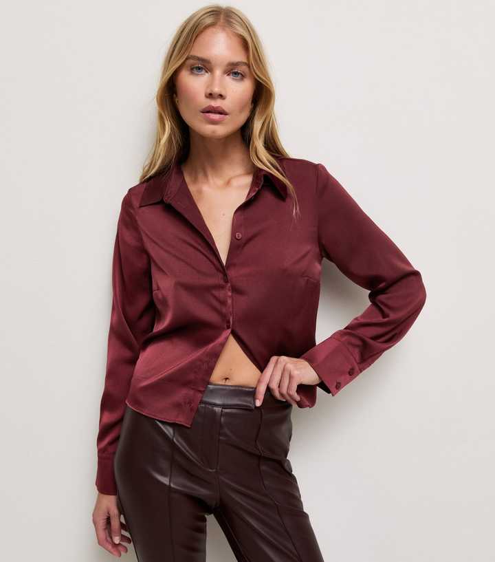 Dark Burgundy Satin Shirt