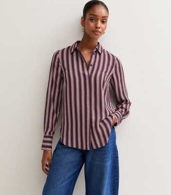 Burgundy Striped Long Sleeve Shirt